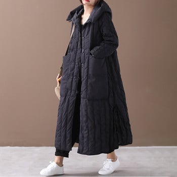 Γυναικείο χειμωνιάτικο παλτό Long Loose Oversize Plus 3XL Μπουφάν Γυναικείο πάρκα με κουκούλα με επένδυση και μεγάλες τσέπες Μπλούζα χοντρής ποιότητας