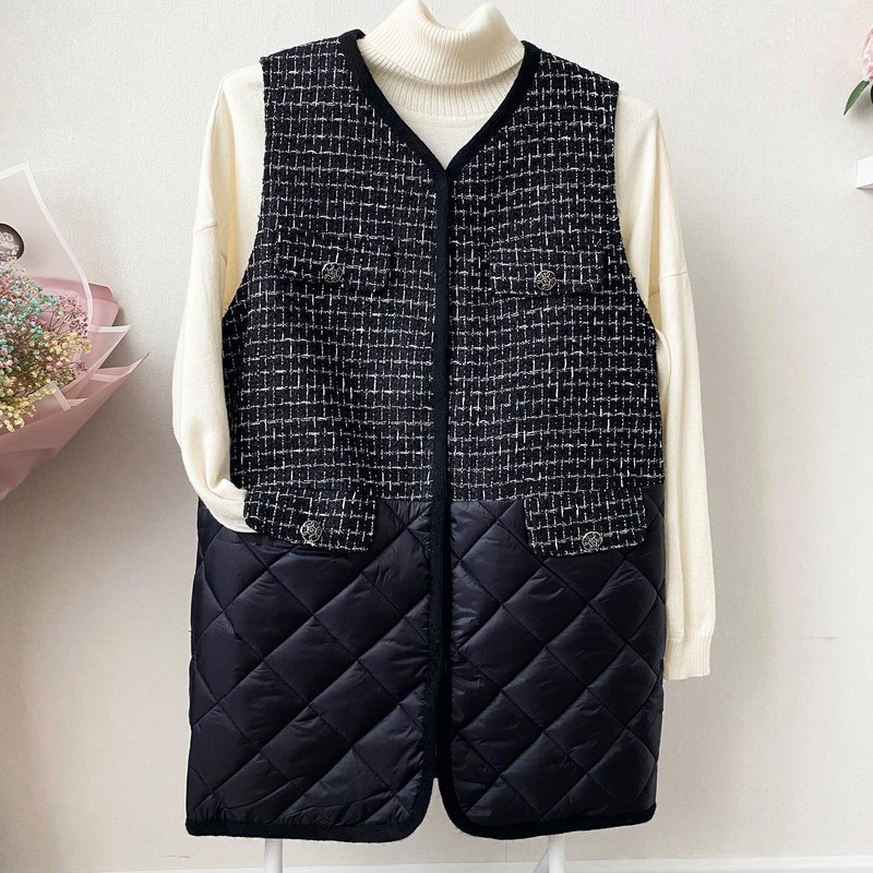 Sieviešu ziemas jakas bez piedurknēm, 2022. gada biroja dāmas, garas, V veida kakla izgriezuma sievietes, silta veste, 4XL