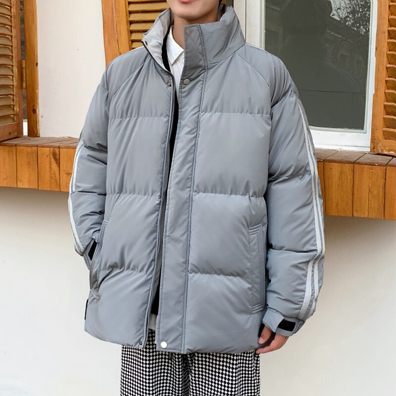 2022. gada ziema, korejiešu stila vīrieši, Harajuku, siltie parki, pāris Modes, tehniski, metālisks, mētelis, ielu apģērbs, retro stila džeka