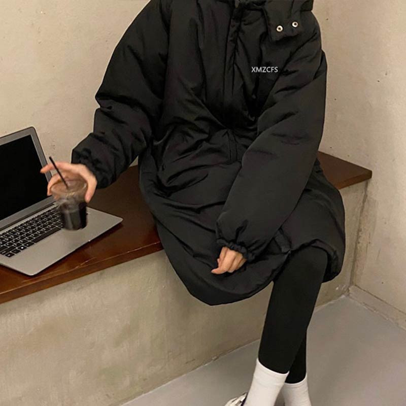 Ziemas Garš taisns Ziemas Mētelis Sieviešu Parkas Kabatas Lieli Mēteļi Jakas Virsdrēbes