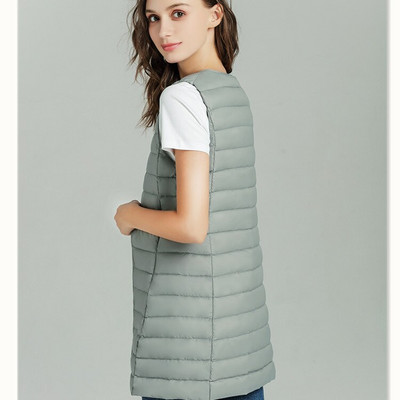 NewBang matēta auduma sieviešu garā veste īpaši viegla dūnu veste sieviešu veste sieviešu dūnu mētelis plāns bez piedurknēm bez apkakles