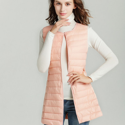 NewBang matēta auduma sieviešu garā veste īpaši viegla dūnu veste sieviešu veste sieviešu dūnu mētelis plāns bez piedurknēm bez apkakles