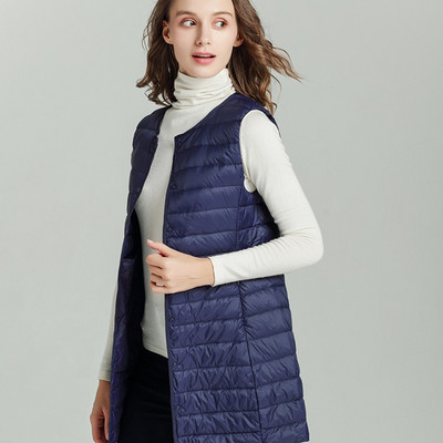 NewBang matēta auduma sieviešu garā veste īpaši viegla dūnu veste sieviešu veste sieviešu dūnu mētelis plāns bez piedurknēm bez apkakles