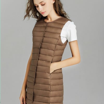 NewBang matēta auduma sieviešu garā veste īpaši viegla dūnu veste sieviešu veste sieviešu dūnu mētelis plāns bez piedurknēm bez apkakles