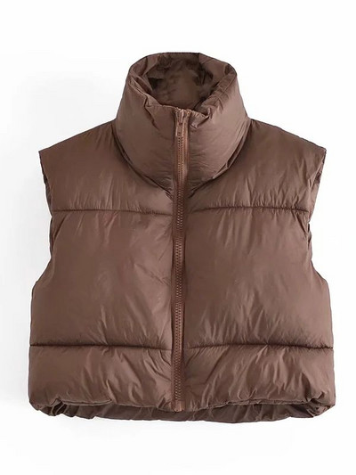 Γυναικεία γιλέκα μπουφάν Chaleco Mujer Parkas Παλτό Streetwear με φερμουάρ Cropped μπλουζάκια Ζεστά αμάνικα μόδα outwear Vintage Femme