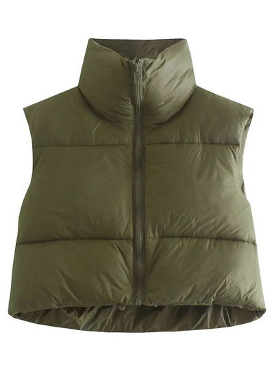 Γυναικεία γιλέκα μπουφάν Chaleco Mujer Parkas Παλτό Streetwear με φερμουάρ Cropped μπλουζάκια Ζεστά αμάνικα μόδα outwear Vintage Femme