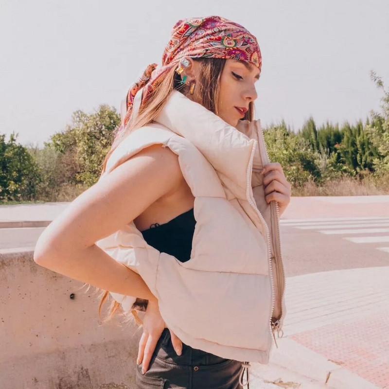 Γυναικεία γιλέκα μπουφάν Chaleco Mujer Parkas Παλτό Streetwear με φερμουάρ Cropped μπλουζάκια Ζεστά αμάνικα μόδα outwear Vintage Femme