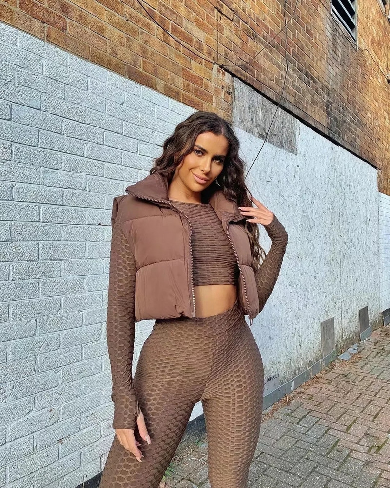 Γυναικεία γιλέκα μπουφάν Chaleco Mujer Parkas Παλτό Streetwear με φερμουάρ Cropped μπλουζάκια Ζεστά αμάνικα μόδα outwear Vintage Femme