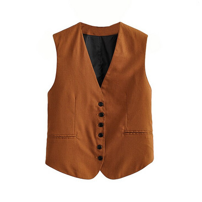 Sieviešu veste ar vienrindu darba apģērbu, tievs īss Veste Femme 2020. gada jauna rudens veste Biroja sieviešu jaka bez piedurknēm