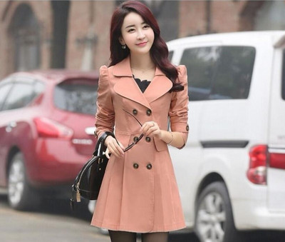 Augstas kvalitātes rudens jauns augstas modes zīmola sieviešu klasisks divrindu mētelis ūdensizturīgs lietusmētelis biznesa virsdrēbju mētelis W117