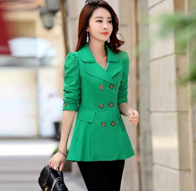 Augstas kvalitātes rudens jauns augstas modes zīmola sieviešu klasisks divrindu mētelis ūdensizturīgs lietusmētelis biznesa virsdrēbju mētelis W117