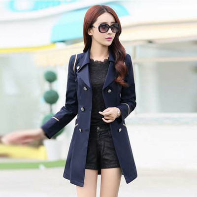 Augstas kvalitātes rudens jauns augstas modes zīmola sieviešu klasisks divrindu mētelis ūdensizturīgs lietusmētelis biznesa virsdrēbju mētelis W117