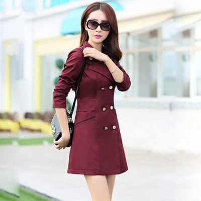 Augstas kvalitātes rudens jauns augstas modes zīmola sieviešu klasisks divrindu mētelis ūdensizturīgs lietusmētelis biznesa virsdrēbju mētelis W117