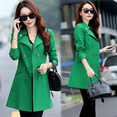 Augstas kvalitātes rudens jauns augstas modes zīmola sieviešu klasisks divrindu mētelis ūdensizturīgs lietusmētelis biznesa virsdrēbju mētelis W117