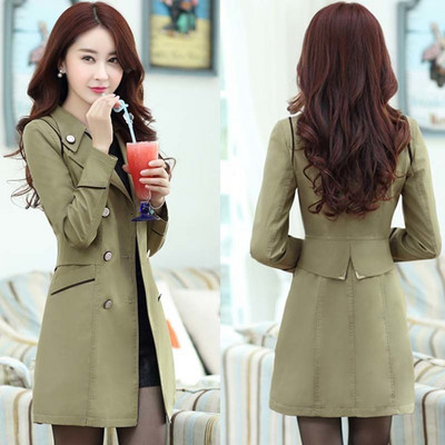 Augstas kvalitātes rudens jauns augstas modes zīmola sieviešu klasisks divrindu mētelis ūdensizturīgs lietusmētelis biznesa virsdrēbju mētelis W117