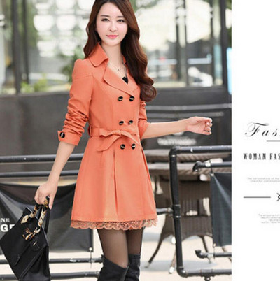 Augstas kvalitātes rudens jauns augstas modes zīmola sieviešu klasisks divrindu mētelis ūdensizturīgs lietusmētelis biznesa virsdrēbju mētelis W117