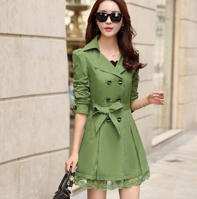 Augstas kvalitātes rudens jauns augstas modes zīmola sieviešu klasisks divrindu mētelis ūdensizturīgs lietusmētelis biznesa virsdrēbju mētelis W117