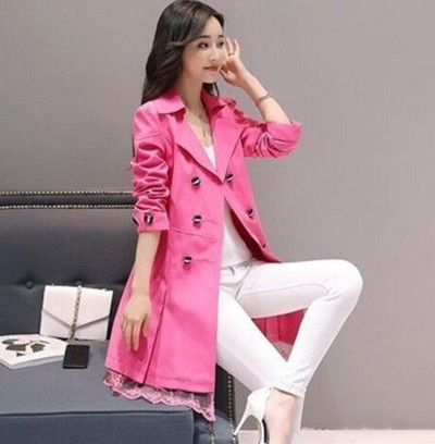 Augstas kvalitātes rudens jauns augstas modes zīmola sieviešu klasisks divrindu mētelis ūdensizturīgs lietusmētelis biznesa virsdrēbju mētelis W117