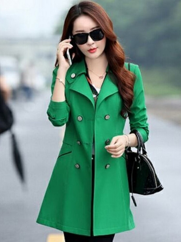 Augstas kvalitātes rudens jauns augstas modes zīmola sieviešu klasisks divrindu mētelis ūdensizturīgs lietusmētelis biznesa virsdrēbju mētelis W117