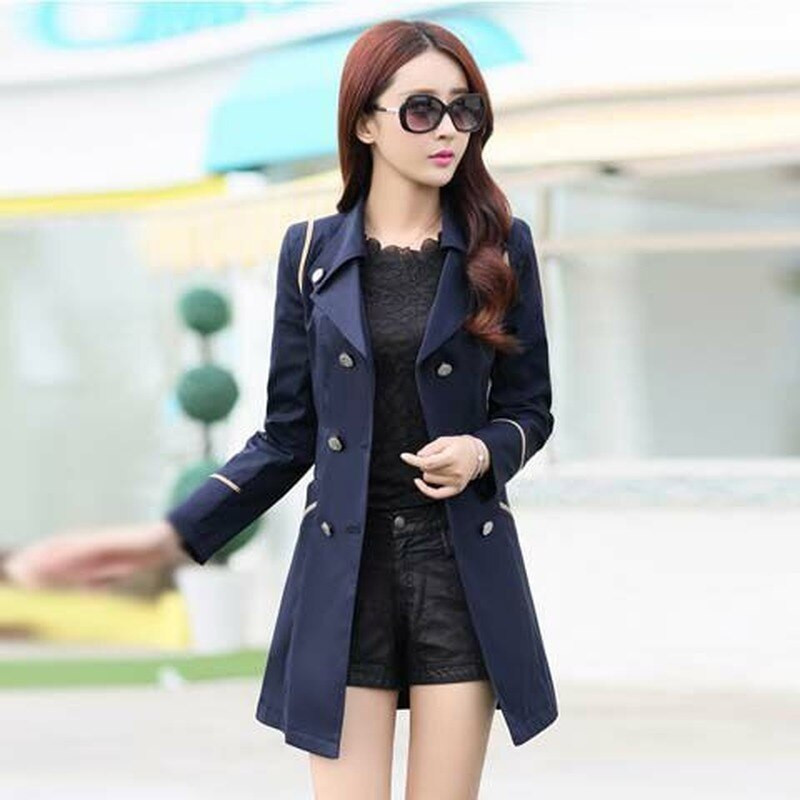 Augstas kvalitātes rudens jauns augstas modes zīmola sieviešu klasisks divrindu mētelis ūdensizturīgs lietusmētelis biznesa virsdrēbju mētelis W117