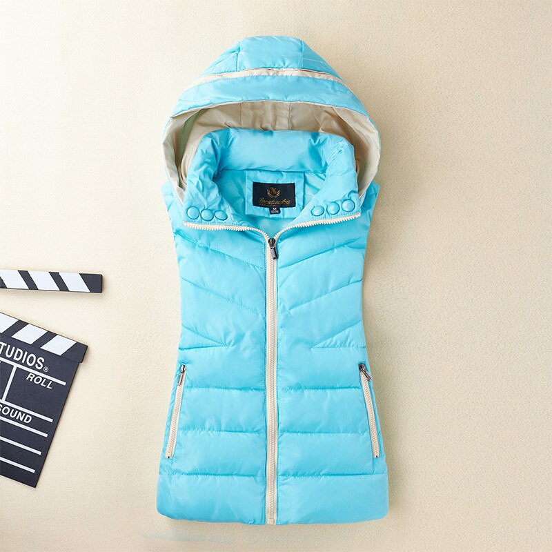 2022. gada ziemas jauna dūnu veste sieviešu ikdienas ar kapuci rudens silta veste bez piedurknēm Sieviešu kokvilnas polsterēta veste parkas M-3XL 990