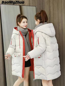 Sieviešu smilškrāsas parkas ar garu kapuci 2022. gada rudens ziemas, pogas ar garām piedurknēm, kabatas, silts sieviešu mētelis, bieza kokvilnas jaka