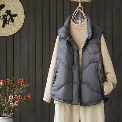 Lagabogy 2021 új női 90% fehér kacsatoll mellény dzseki női ultrakönnyű mellény őszi téli cipzáros bő ujjatlan kabát