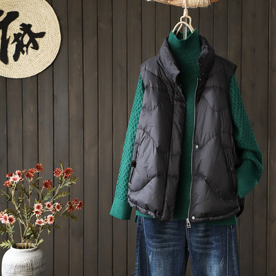 Lagabogy 2021 új női 90% fehér kacsatoll mellény dzseki női ultrakönnyű mellény őszi téli cipzáros bő ujjatlan kabát