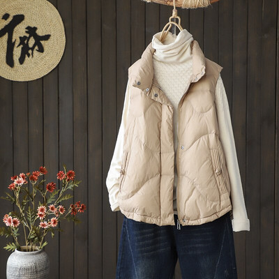 Lagabogy 2021 új női 90% fehér kacsatoll mellény dzseki női ultrakönnyű mellény őszi téli cipzáros bő ujjatlan kabát