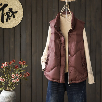 Lagabogy 2021 új női 90% fehér kacsatoll mellény dzseki női ultrakönnyű mellény őszi téli cipzáros bő ujjatlan kabát