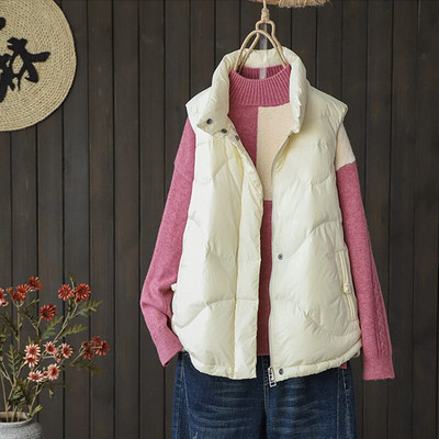 Lagabogy 2021 új női 90% fehér kacsatoll mellény dzseki női ultrakönnyű mellény őszi téli cipzáros bő ujjatlan kabát