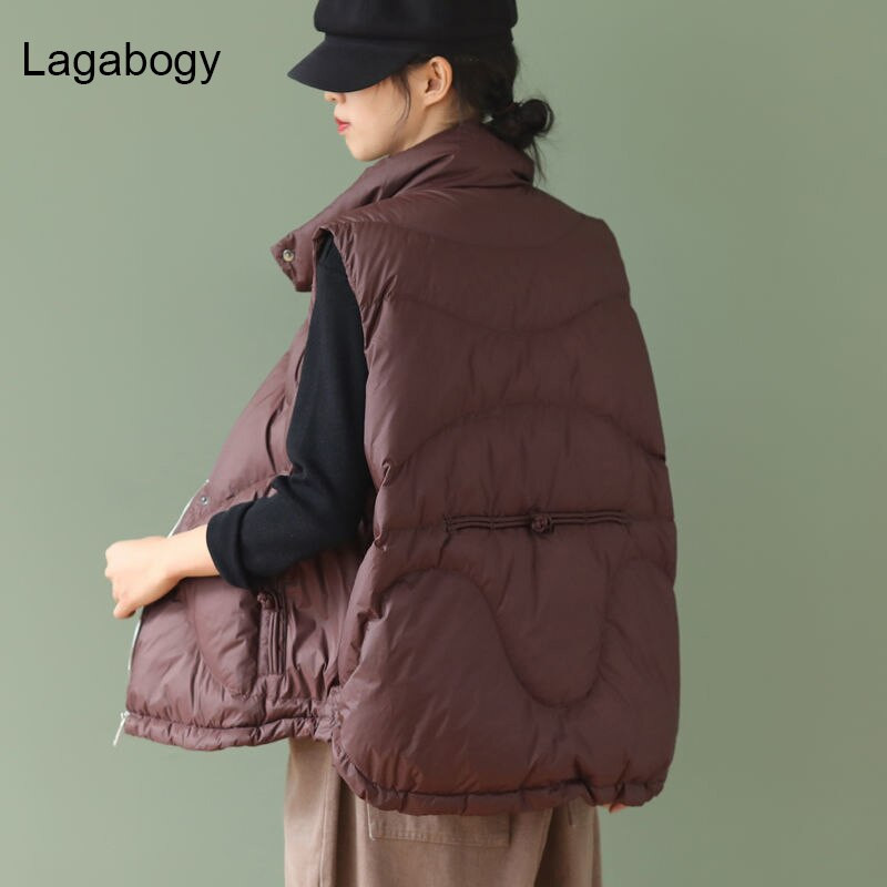 Lagabogy 2021 új női 90% fehér kacsatoll mellény dzseki női ultrakönnyű mellény őszi téli cipzáros bő ujjatlan kabát