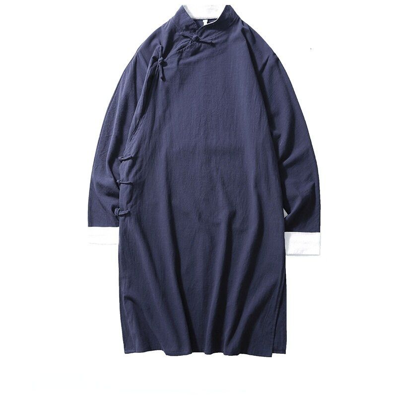 MrGoldenBowl Store Vīriešu melns ielu apģērbu mētelis vīriešu 2020. gada vīriešu lina jaka, garais mētelis vīriešu ķīniešu stila Harujuku vēja spārns