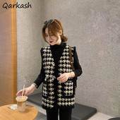 Vestes Sieviešu S-3XL Vienkāršs Houndstooth dizains korejiešu stils sieviešu elegants ikdienišķs brīvdienu apģērbs Stilīgs vintage klasisks, viss atbilst