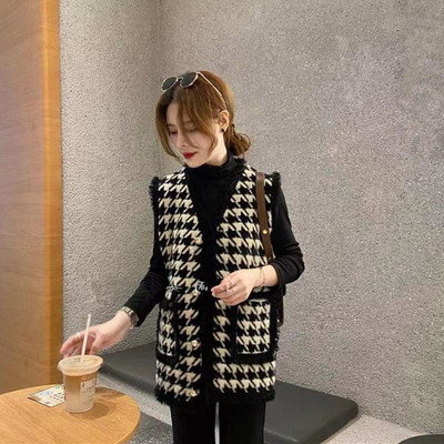 Vestes Sieviešu S-3XL Vienkāršs Houndstooth dizains korejiešu stils sieviešu elegants ikdienišķs brīvdienu apģērbs Stilīgs vintage klasisks, viss atbilst