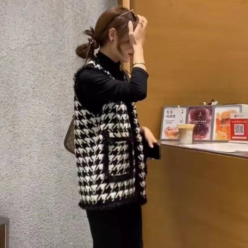 Vestes Sieviešu S-3XL Vienkāršs Houndstooth dizains korejiešu stils sieviešu elegants ikdienišķs brīvdienu apģērbs Stilīgs vintage klasisks, viss atbilst