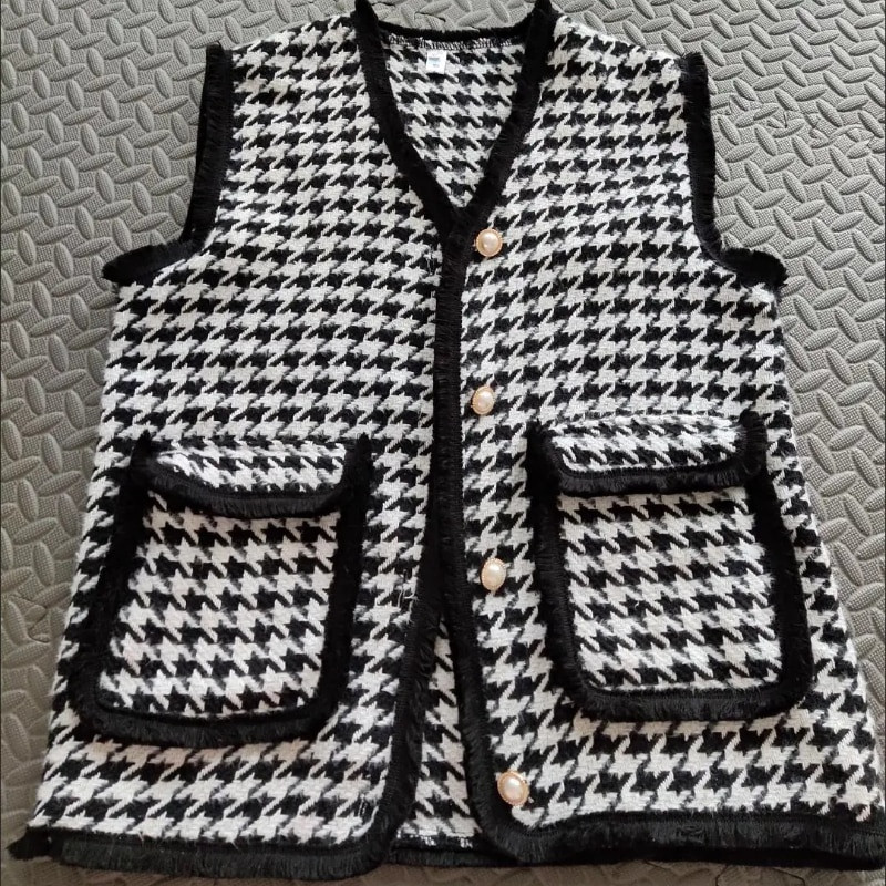 Vestes Sieviešu S-3XL Vienkāršs Houndstooth dizains korejiešu stils sieviešu elegants ikdienišķs brīvdienu apģērbs Stilīgs vintage klasisks, viss atbilst