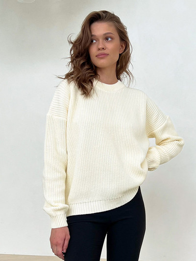 Πλεκτό πουλόβερ με γυναικεία κασμίρ Πουλόβερ Casual Loose O λαιμό μανίκι μπλούζα χοντρή πλεκτή μπλούζα 2022 Φθινόπωρο Χειμώνας Γυναικεία πουλόβερ