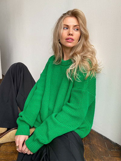 Πλεκτό πουλόβερ με γυναικεία κασμίρ Πουλόβερ Casual Loose O λαιμό μανίκι μπλούζα χοντρή πλεκτή μπλούζα 2022 Φθινόπωρο Χειμώνας Γυναικεία πουλόβερ