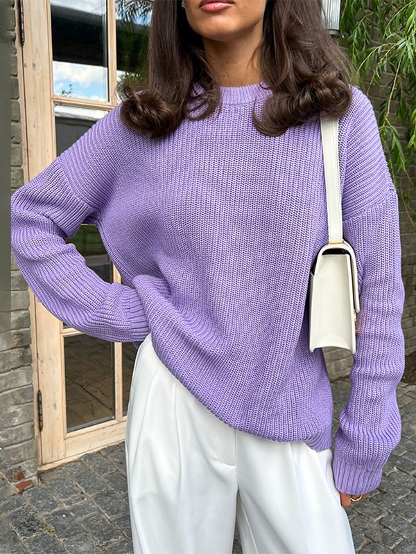 Πλεκτό πουλόβερ με γυναικεία κασμίρ Πουλόβερ Casual Loose O λαιμό μανίκι μπλούζα χοντρή πλεκτή μπλούζα 2022 Φθινόπωρο Χειμώνας Γυναικεία πουλόβερ