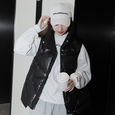 Eiropas stacijas modes veste sieviešu īsa 2022. gada jauna vestes ārējā nodiluma bezpiedurkņu jaka