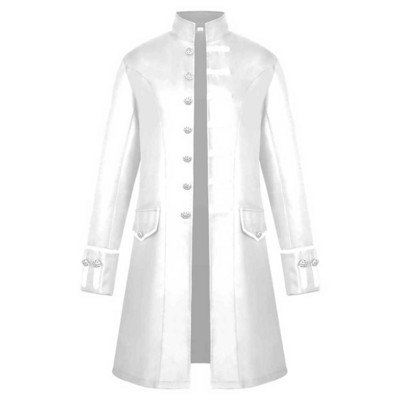 Halovīni vīriešiem ziemas silts vintage fraka jaka virsjaka virsdrēbes pogas mēteļa pogas statīvs apkakle, garais mētelis apģērbs