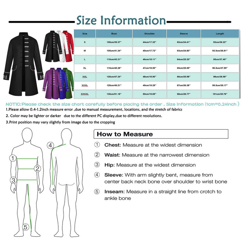 Halovīni vīriešiem ziemas silts vintage fraka jaka virsjaka virsdrēbes pogas mēteļa pogas statīvs apkakle, garais mētelis apģērbs