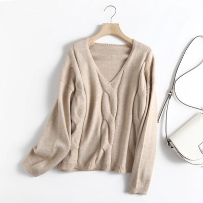 Modishdutti 2022. gada rudens ziemas sieviešu lielizmēra trikotāžas džemperis, sieviešu modes retro stila džemperis ar garām piedurknēm