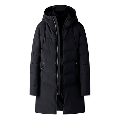 Vīriešu ziemas pagarināta polsterēta jaka Parka Long Section 2021 Jauna silta bieza jaka Ārdrēbes Vēja necaurlaidīgs mētelis ar kapuci liela izmēra
