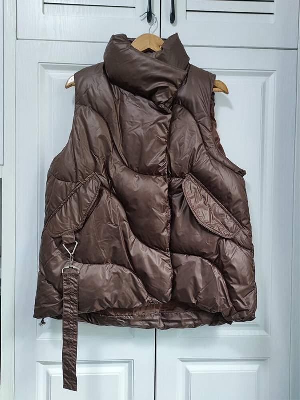 2022 Χειμερινό πουπουλένιο βαμβακερό γυναικείο γιλέκο Χαλαρό μασίφ αμάνικο παλτό γυναικείο μαύρο λευκό ζεστό γιλέκο Φθινοπωρινό ελαφρύ γιλέκο