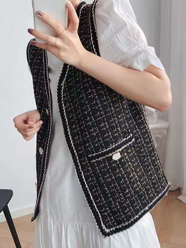 Sungtin korejiešu modes Tvīda brīva žakete Sieviešu V kakla gadījuma veste jakas Mētelis Sieviešu biroja sieviešu topi Y2K apģērbs