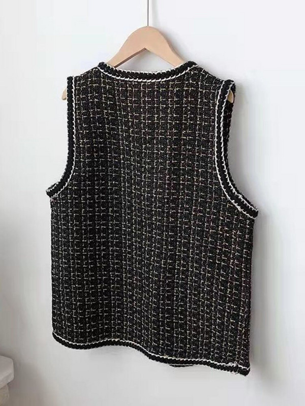 Sungtin korejiešu modes Tvīda brīva žakete Sieviešu V kakla gadījuma veste jakas Mētelis Sieviešu biroja sieviešu topi Y2K apģērbs