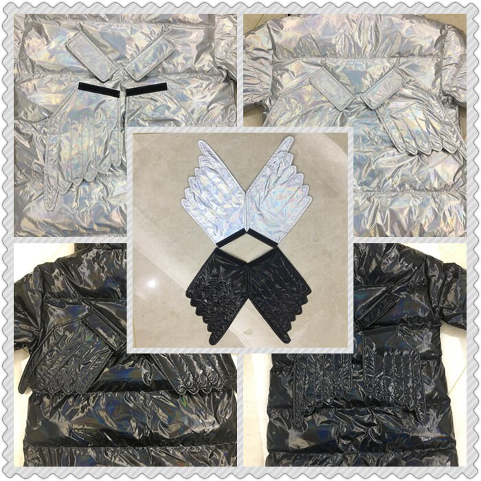 Bieza gara jaka vīriešiem Ziemas modes tendences Silts apģērbs Pusaudžiem Krāsains atstarojošs polsterēts mētelis Ielu apģērbs ar spārniem