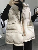 2022. gada rudens ziemas brīvas veste sievietēm, kokvilnas pufs, cieta bezpiedurkņu parka jaka sievietēm, ikdienišķa apkakle, silta, liela izmēra veste